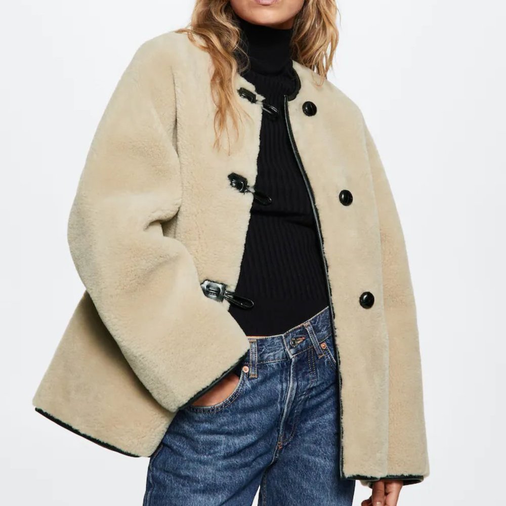 Mango Toteme Appliques faux-fur coat size XS